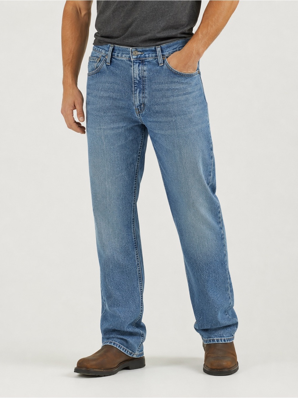 NWT Wrangler Men's Relaxed Straight Light Blue Denim Jeans - 42 x 30